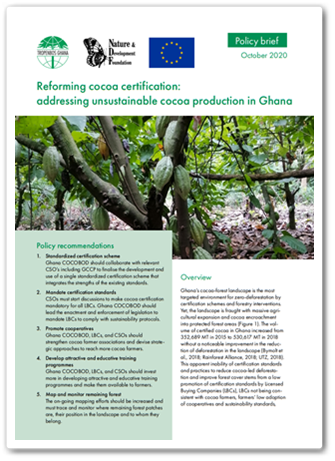 Reforming cocoa certifications, cover